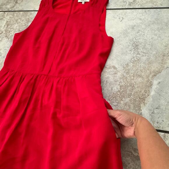 Madewell Red Silk Sleeveless Knee Length Dress 6 Holiday Cocktail Valentines - Picture 10 of 11